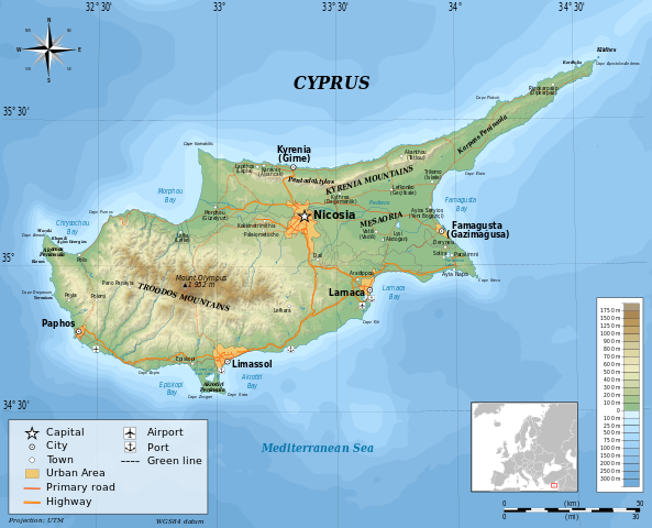 Kartor över Cypern | Om Cypern